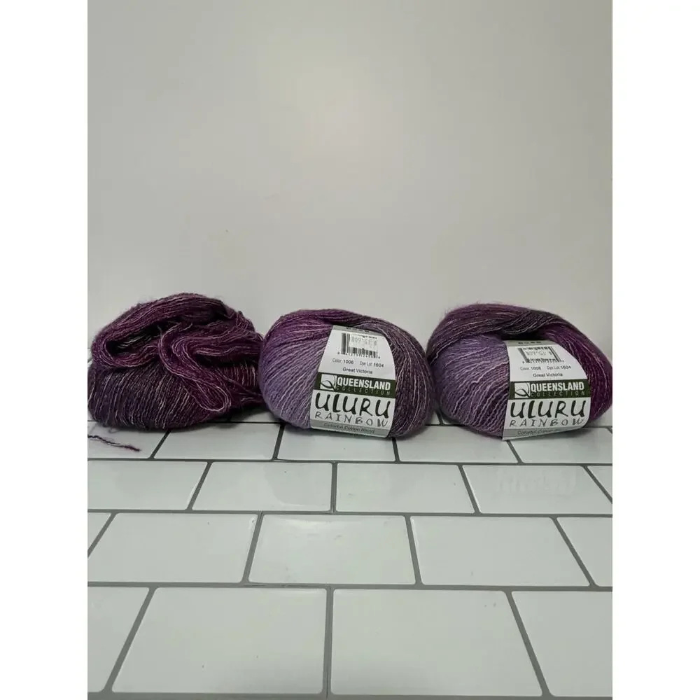 Queensland Collection Uluru Rainbow Yarn 3 Skein Lot Purple Lavender MPN 1006